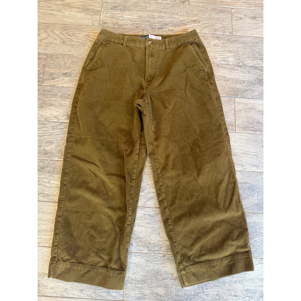 Old Navy Corduroy Pants Plus size 14 Olive Green Jeans High Rise Wide Leg 487979